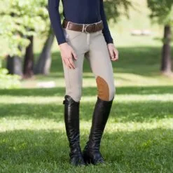 The Tailored Sportsman Girl's Trophy Hunter Breech-Front Zip -Smartpak Equine Shop 16943 tan model