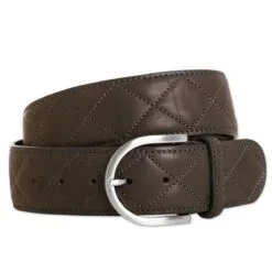 The Tailored Sportsman Quilted "C" Leather Belt - Clearance! -Smartpak Equine Shop 18211 chocolatesilver coiled silo