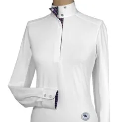Essex Classics Talent Yarn Long Sleeve Show Shirt -Smartpak Equine Shop 21096 tricoloredribbon front