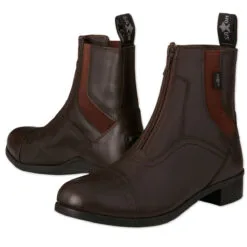 Saxon Syntovia Kids Zip Paddock Boot -Smartpak Equine Shop 24881 24882 brown pair