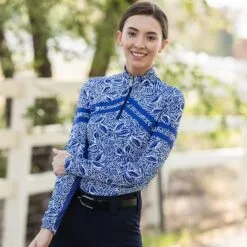 Kastel Signature 1/4 Zip Sun Shirt - Clearance! -Smartpak Equine Shop 25122 blueleaves l1