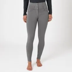 Horze Tara High Waist Silicone Full Seat Breeches - Clearance! -Smartpak Equine Shop 33186 steelgrey 1