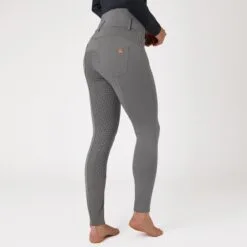 Horze Tara High Waist Silicone Full Seat Breeches - Clearance! -Smartpak Equine Shop 33186 steelgrey 3