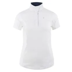 Horze Blaire Short Sleeved Show Shirt -Smartpak Equine Shop 33694 whitedarknavy frontclosed