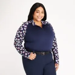 Piper SmartCore™ Block Print Long Sleeve ¼ Zip Sun Shirt - Clearance! -Smartpak Equine Shop 33994 flamingos 1