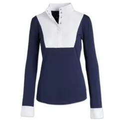 Hadley Performance Bib Front Long Sleeve Show Shirt By SmartPak -Smartpak Equine Shop 34000 navy 1