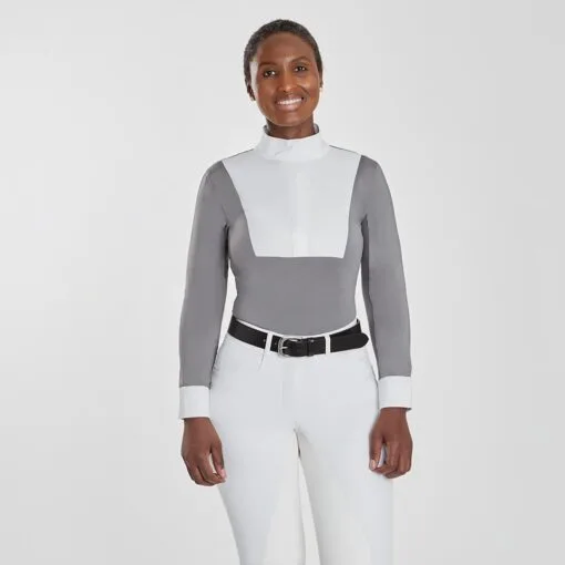 Hadley Performance Bib Front Long Sleeve Show Shirt By SmartPak -Smartpak Equine Shop 34000 slategrey 1778