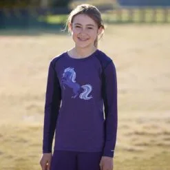 Kerrits Kids Free Frolic Base Layer Top -Smartpak Equine Shop 35837 huckleberry 2