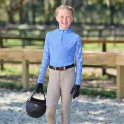 Piper SmartCore™ Block Print Long Sleeve Kids 1/4 Zip Sun Shirt By SmartPak - Clearance! -Smartpak Equine Shop rifeb 34004 runninghorses print 2261